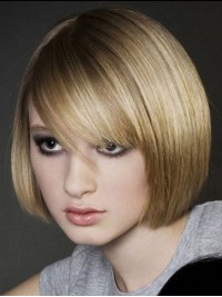 Parrucche Senza Cappuccio Per Capelli Umani Corti Biondi Stile Bob 10 Pollici