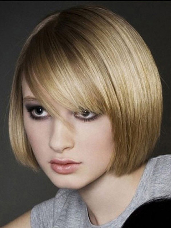 Parrucche Senza Cappuccio Per Capelli Umani Corti Biondi Stile Bob 10 Pollici