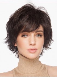 Parrucca Per Capelli Lisci Corti Da Donna Con Frangia Laterale A Strati Da 10 Pollici