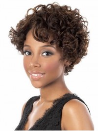 Capelli Umani Ricci Con Parrucche Senza Cappuccio Da 10 Pollici