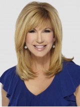 Parrucca Di Capelli Umani Biondi Lunghi Lisci Di Leeza Gibbons Con Frangetta 14 Pollici