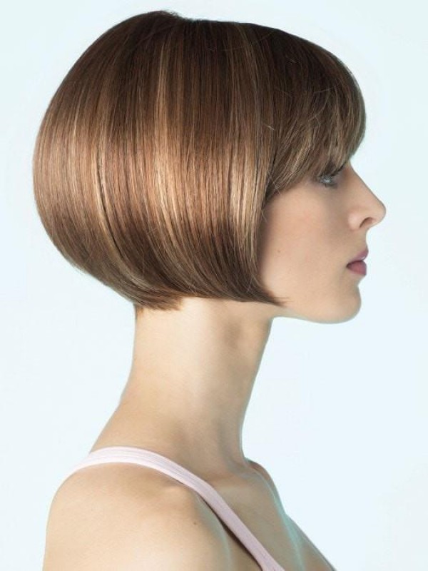Parrucche Per Capelli Umani Senza Cappuccio Corti Stile Bob Con Frangetta 8 Pollici