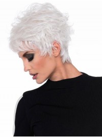 Parrucca Grigia Ondulata Corta Da 8 Pollici Remy Natural Hair 100% Lavorata A Macchina