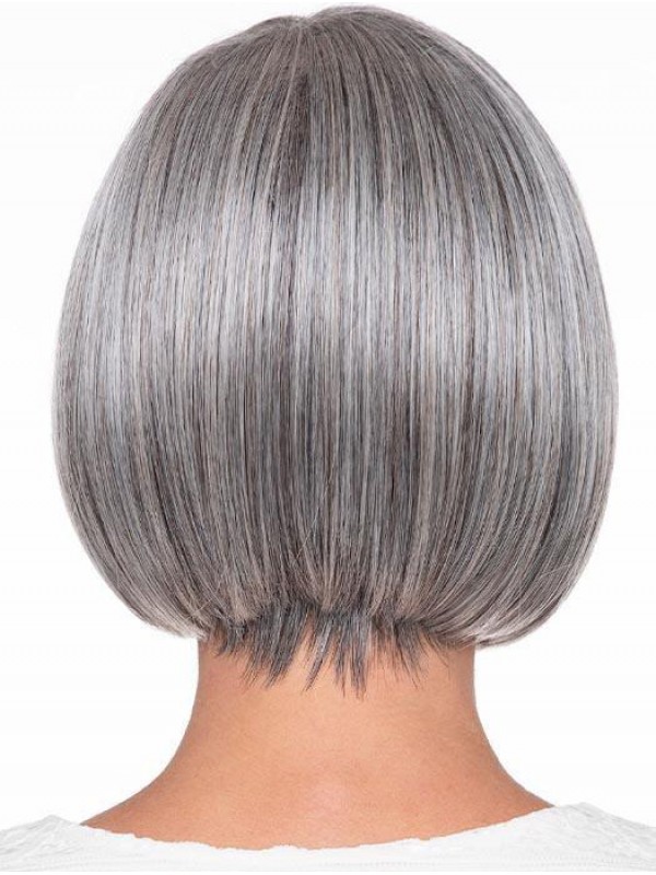 Parrucca Grigia Dritta Da 25,4 Cm Di Lunghezza Media Per Capelli Naturali Di Remy