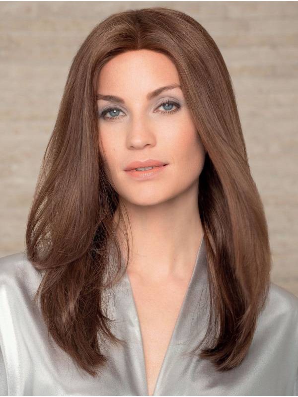 Parrucche Lunghe Diritte 100% Capelli Castani Naturali Di Remy Annodati A Mano