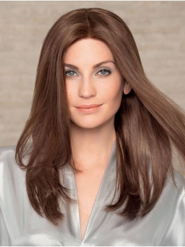 Parrucche Lunghe Diritte 100% Capelli Castani Naturali Di Remy Annodati A Mano