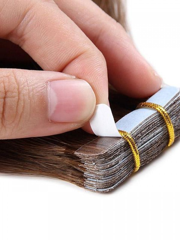 Nastro Di Trama Della Pelle Da 20 Pezzi Nelle Estensioni Dei Capelli Umani Lisci