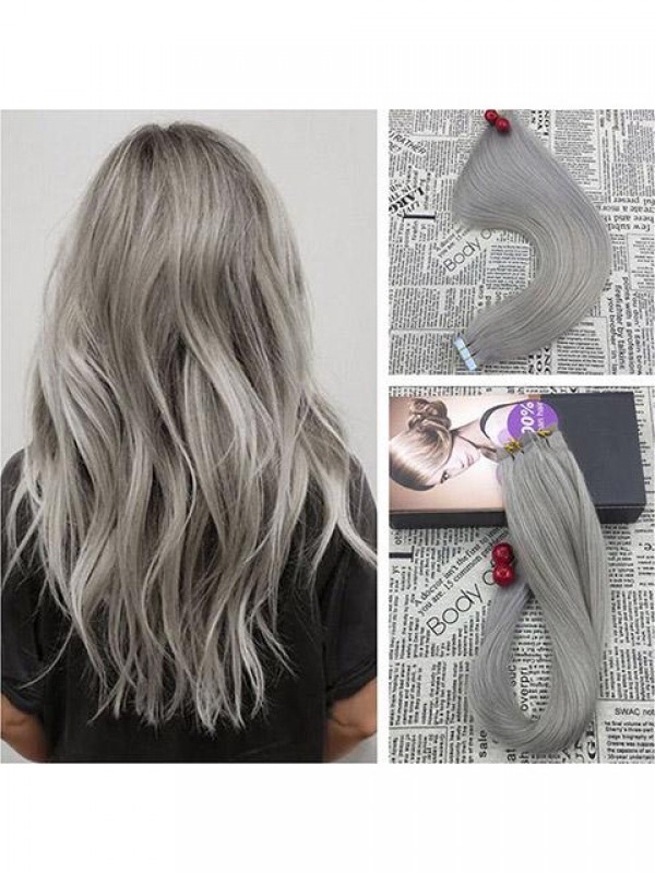 20 Pz/50 G 16 "Nastro Di Trama Della Pelle Senza Cuciture Su Estensioni Di Trama Di Colore Grigio Nonna