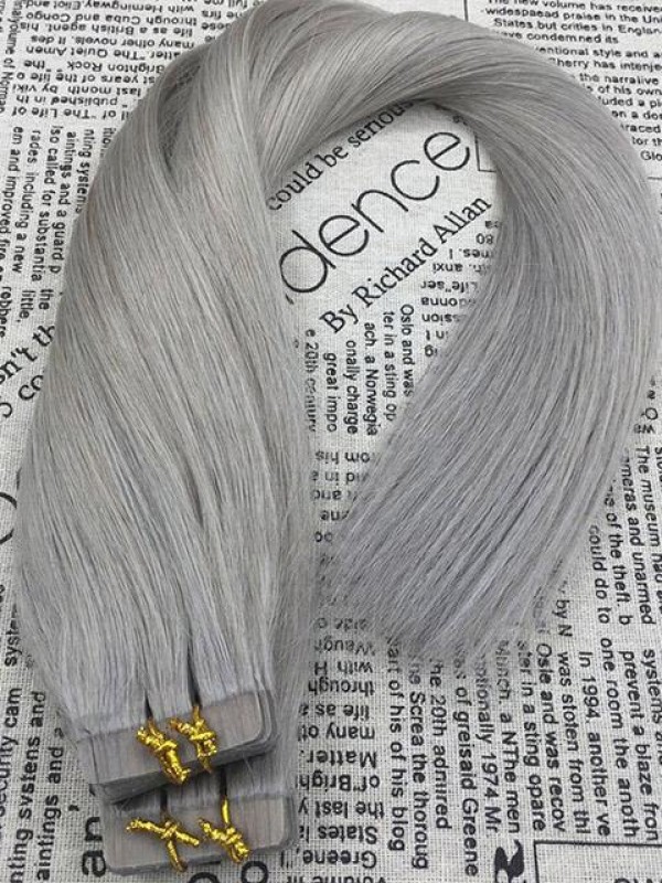 20 Pz/50 G 16 "Nastro Di Trama Della Pelle Senza Cuciture Su Estensioni Di Trama Di Colore Grigio Nonna