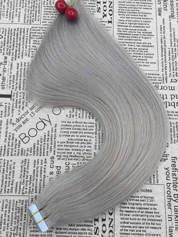 20 Pz/50 G 16 "Nastro Di Trama Della Pelle Senza Cuciture Su Estensioni Di Trama Di Colore Grigio Nonna