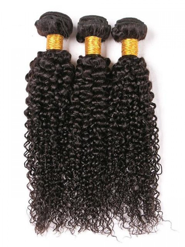 Estensioni Della Trama Dei Capelli Veri Di Colore Naturale Riccio Crespo Di 3 Pacchi