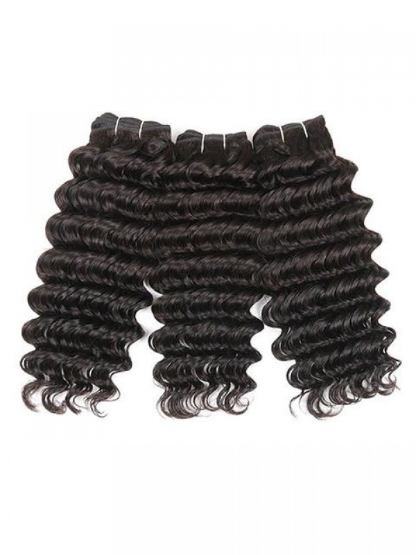 3 Fasci Di Estensioni Dei Capelli Di Trama Di Capelli Umani A Onda Profonda Corta