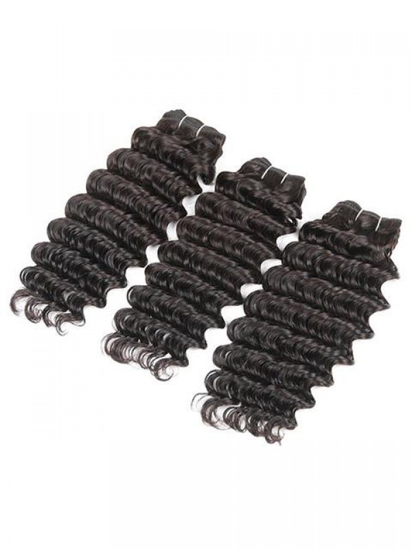 3 Fasci Di Estensioni Dei Capelli Di Trama Di Capelli Umani A Onda Profonda Corta