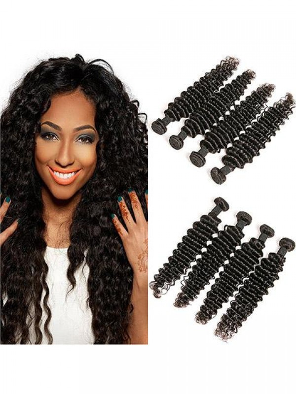 4 Pacchi Di Trama Di Capelli Peruviani A Onda Profonda Per Bob Style