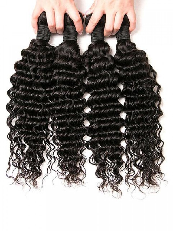 4 Pacchi Di Trama Di Capelli Peruviani A Onda Profonda Per Bob Style