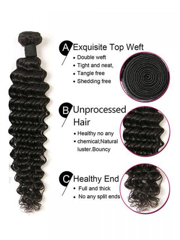 4 Pacchi Di Trama Di Capelli Peruviani A Onda Profonda Per Bob Style