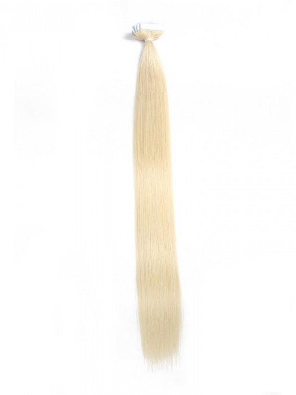 20 Pezzi 50 G Di Nastro Dritto Nelle Estensioni Dei Capelli Biondi Più Chiari 100% Capelli Vergini