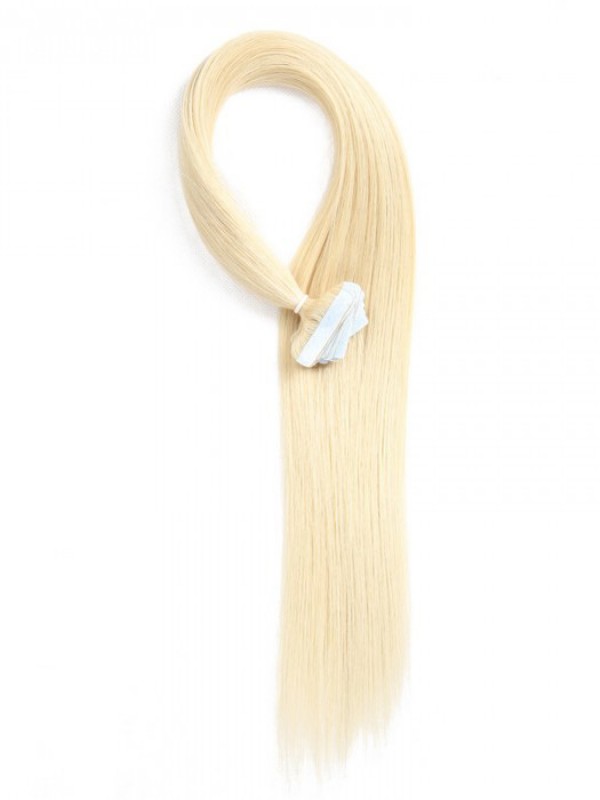 20 Pezzi 50 G Di Nastro Dritto Nelle Estensioni Dei Capelli Biondi Più Chiari 100% Capelli Vergini