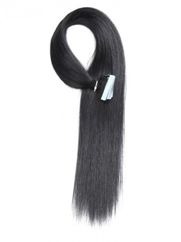 20 Pezzi 50 G Di Nastro Dritto Nelle Estensioni Dei Capelli Jet Black 100% Capelli Vergini