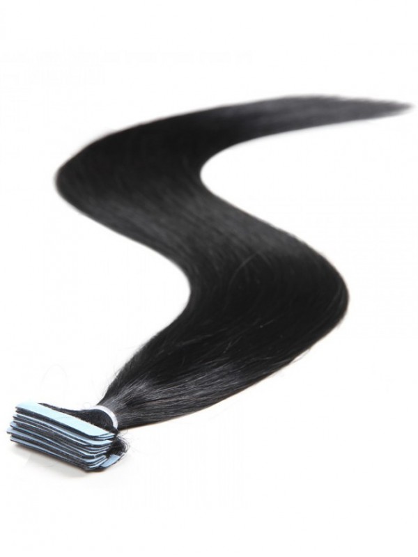 20 Pezzi 50 G Di Nastro Dritto Nelle Estensioni Dei Capelli Jet Black 100% Capelli Vergini