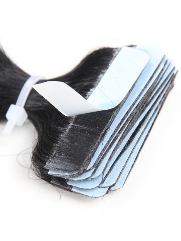 20 Pezzi 50 G Di Nastro Dritto Nelle Estensioni Dei Capelli Jet Black 100% Capelli Vergini