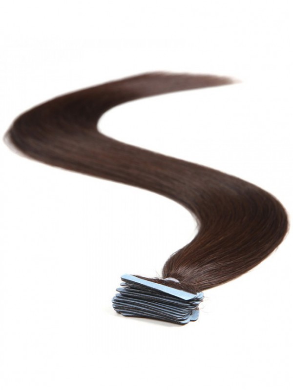 20 Pz 50 G Di Nastro Dritto Nelle Estensioni Dei Capelli Marrone Scuro 100% Capelli Vergini